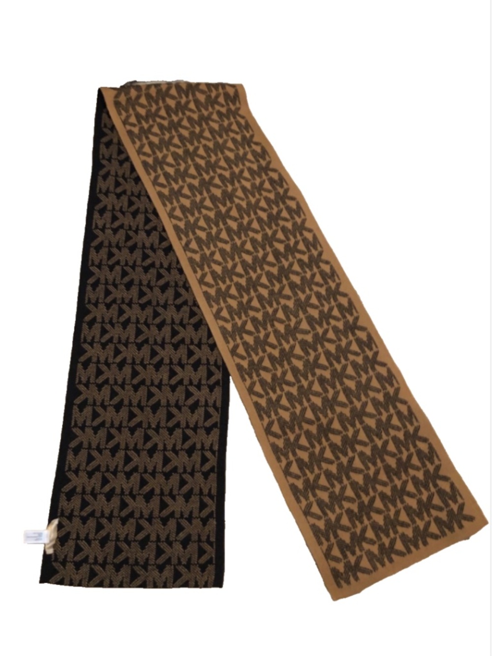 Michael Kors Signature MK Logo Knit Scarf reversible black and brown